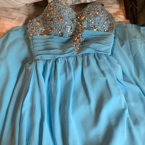 long blue prom dress